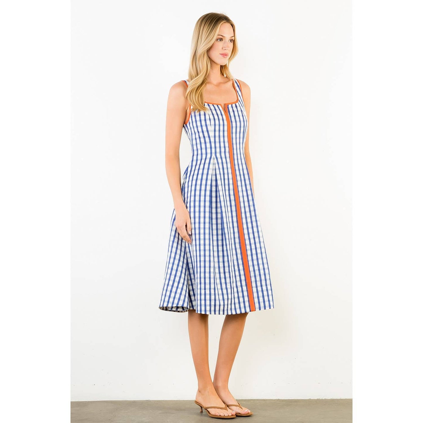 Thin Strap Gingham Pattern Dress