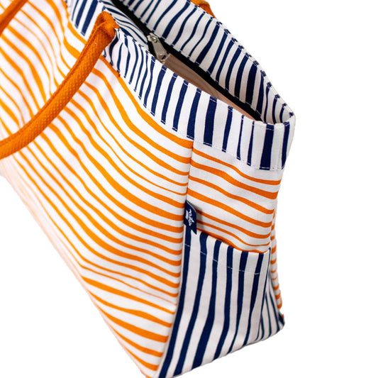 Stripe Durham Tote White/Blue/Orange