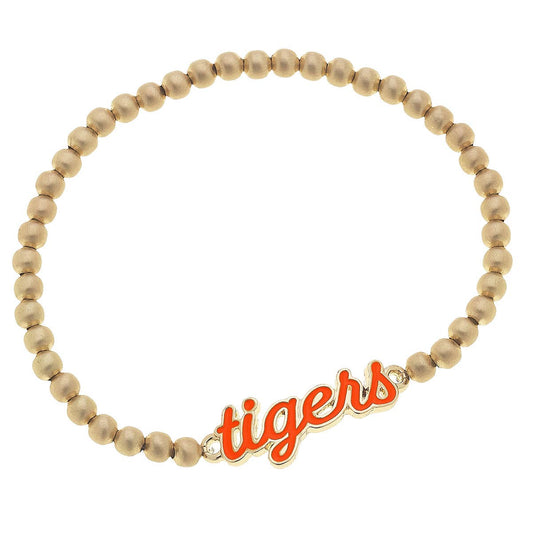 Auburn Tigers Enamel Script Stretch Bracelet in Burnt Orange