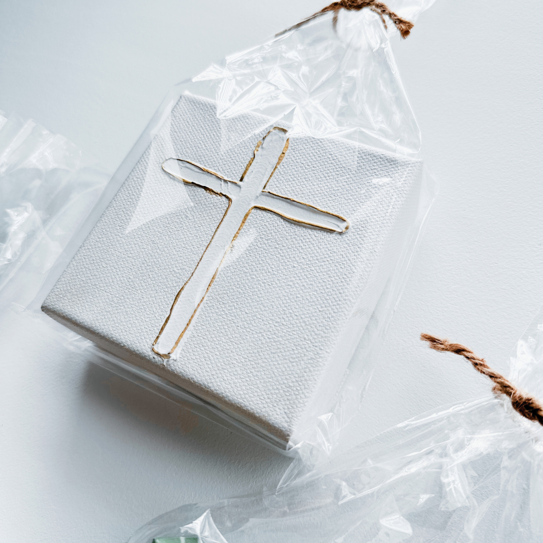 Metallic Pearl Cross – Hand-Painted Textured Art
