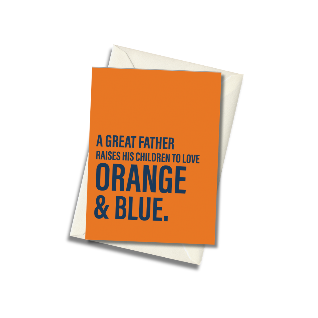 Father's Card, Orange and Blue Au Fan Greeting Card