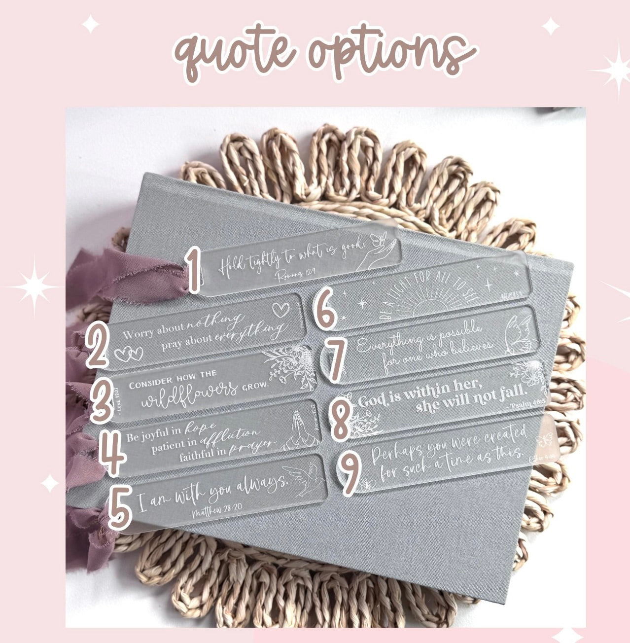 Acrylic Engraved Scripture Bookmarks – Faith-Inspired Gifts