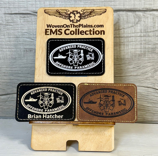 Advanced Practice Offshore Paramedic - Leather Patch / Badge - Multiple Shapes and Sizes
