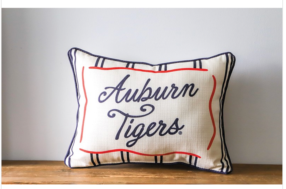 Auburn Tigers Collegiate Stripe Pillow – Navy Piping