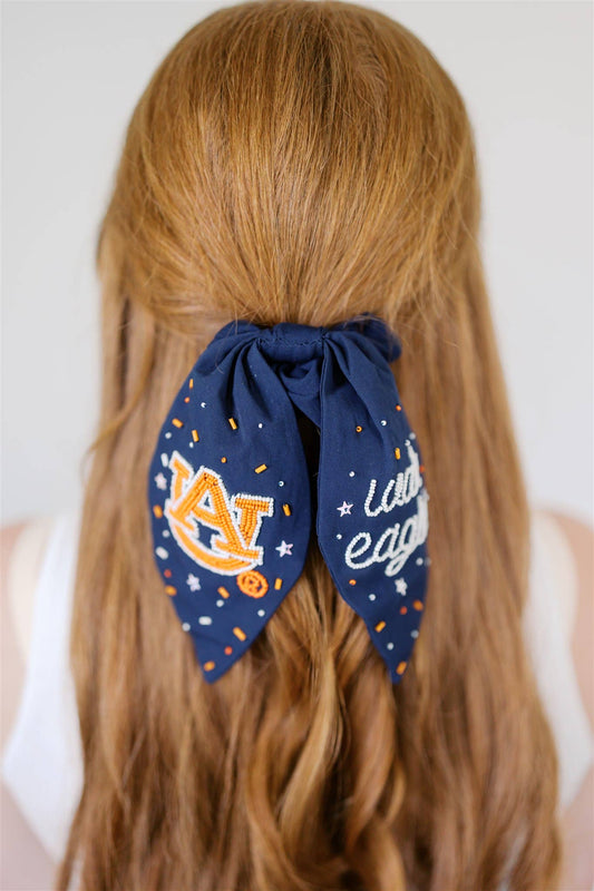 Auburn University Navy Beaded Scrunchie