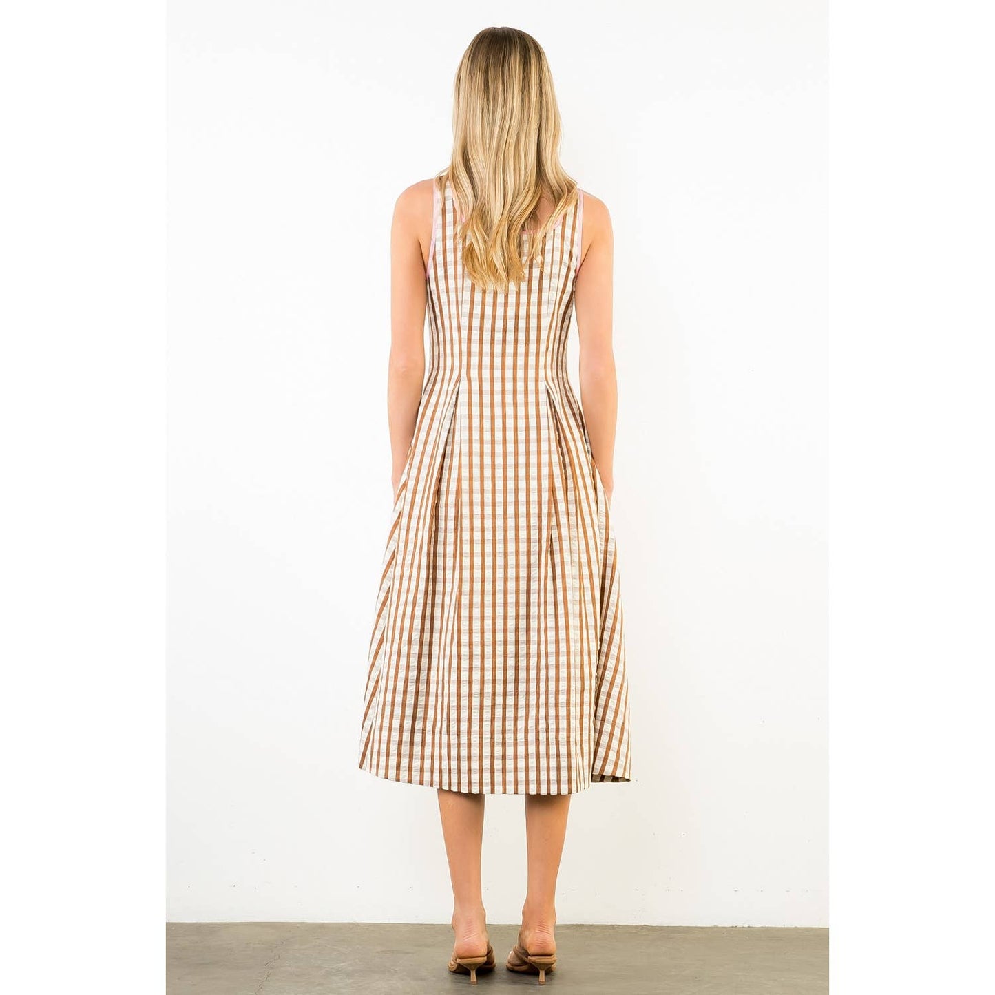 Thin Strap Gingham Pattern Dress