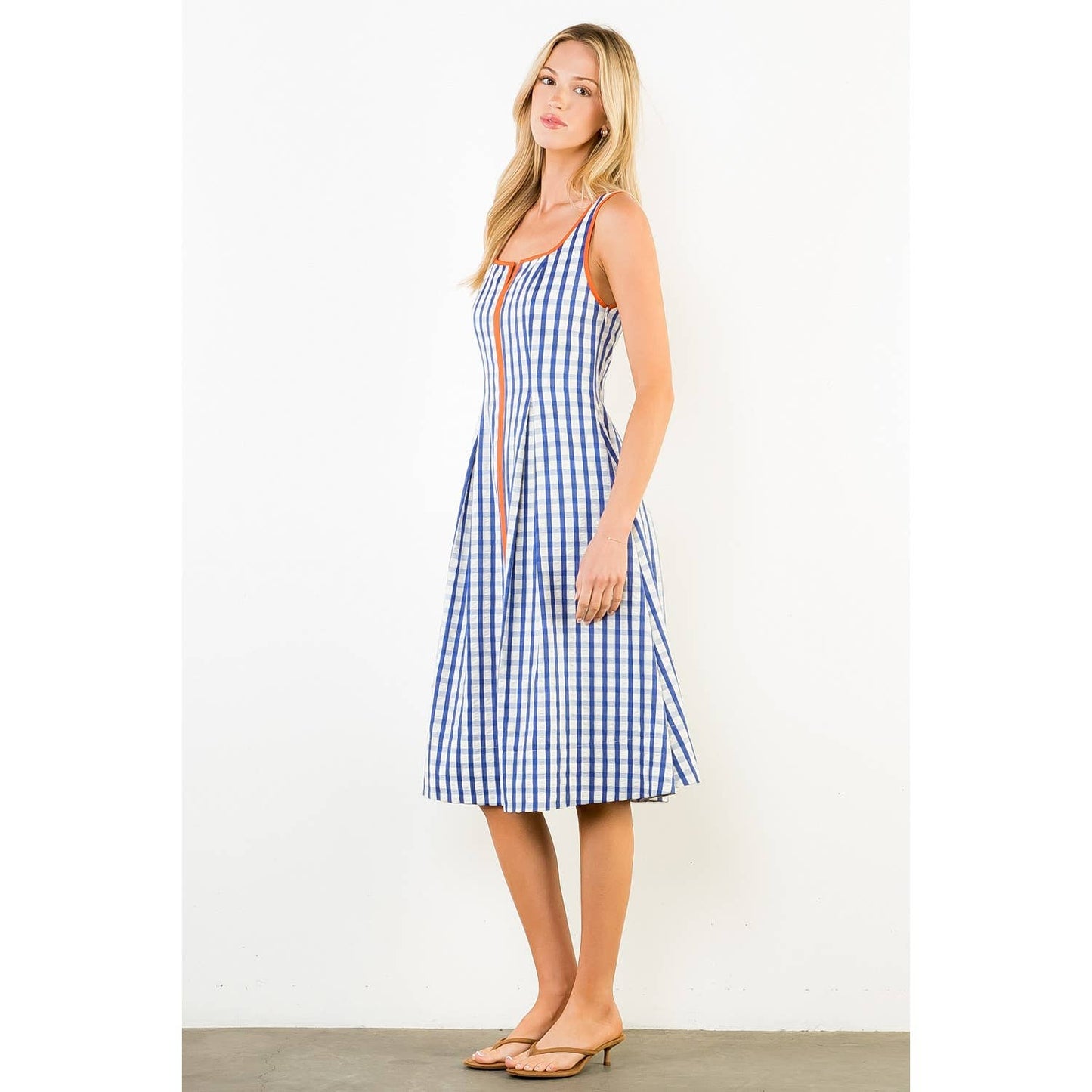 Thin Strap Gingham Pattern Dress