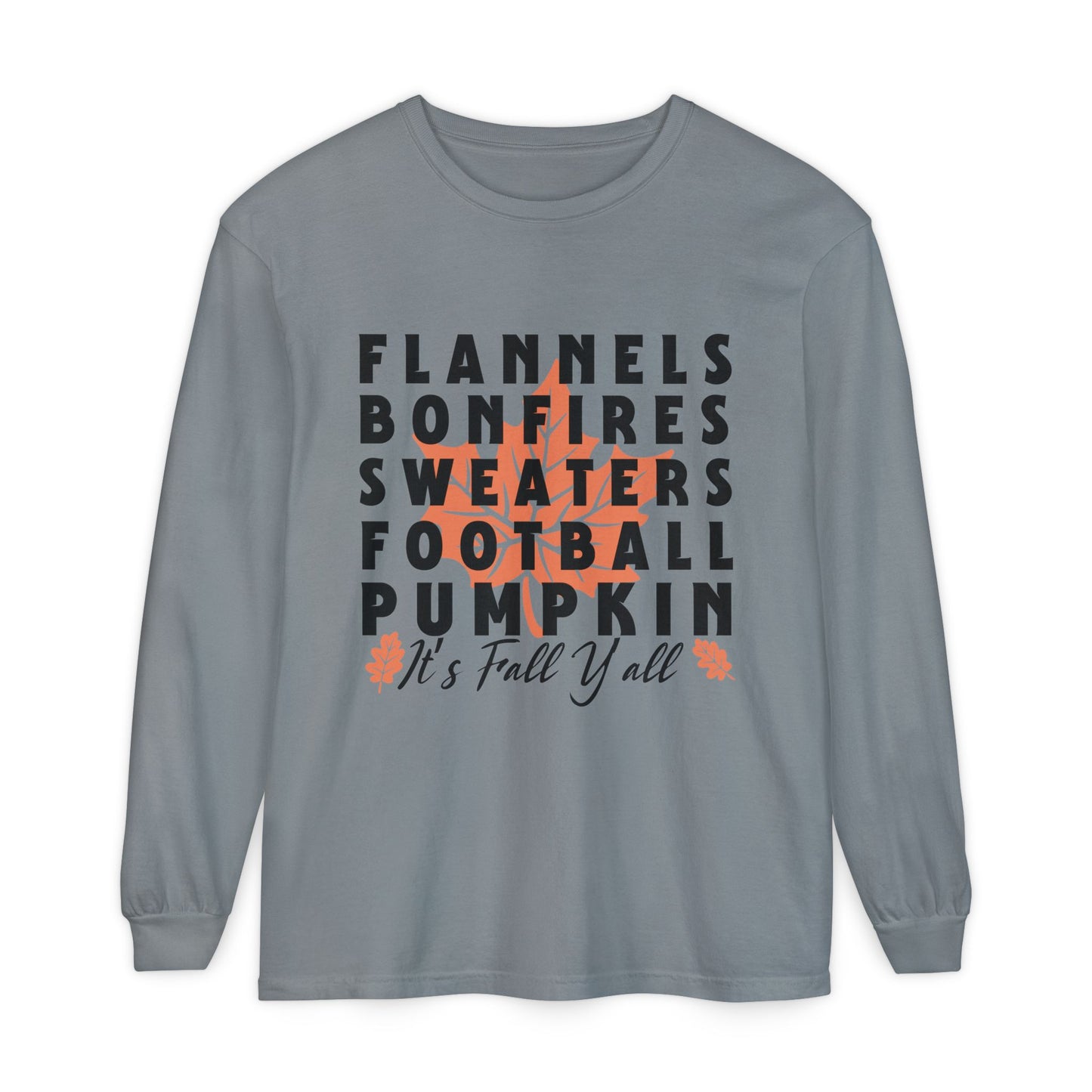 Fall Themed Long Sleeve T-Shirt, Cozy Autumn Shirt, Flannels Bonfires Sweatshirts, Halloween Apparel, Unisex Seasonal Wear
