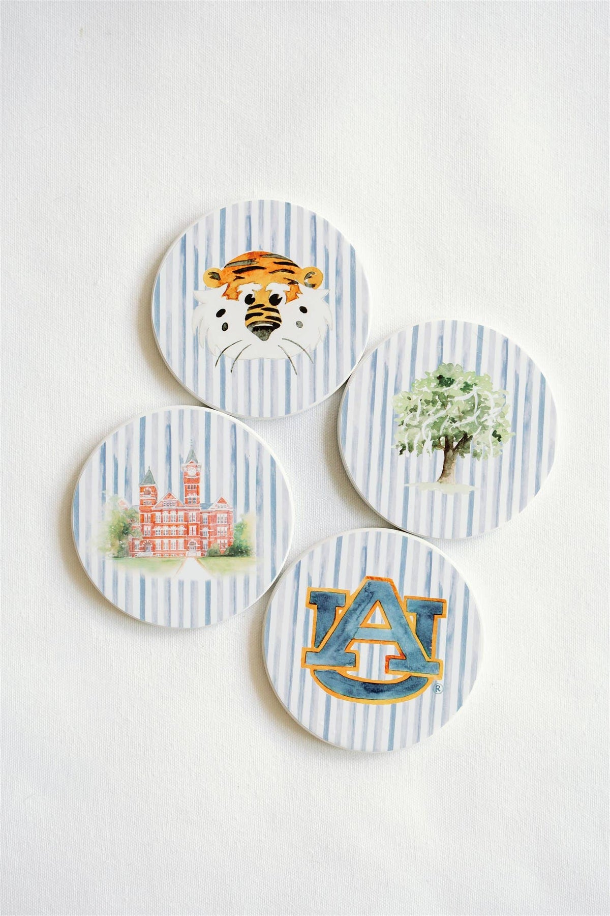 Ceramic Auburn Striped Coasters by Gracefully Made Art