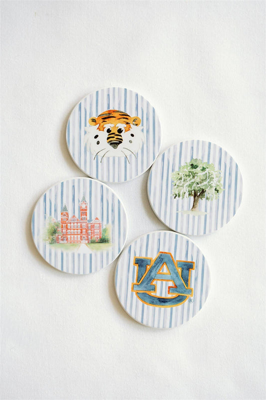 Ceramic Auburn Striped Coasters by Gracefully Made Art