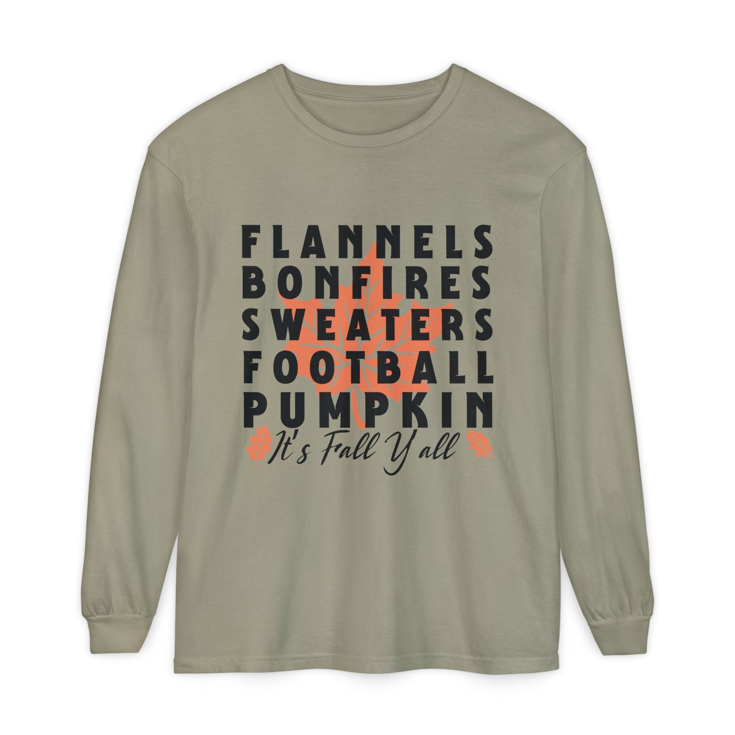 Fall Themed Long Sleeve T-Shirt, Cozy Autumn Shirt, Flannels Bonfires Sweatshirts, Halloween Apparel, Unisex Seasonal Wear