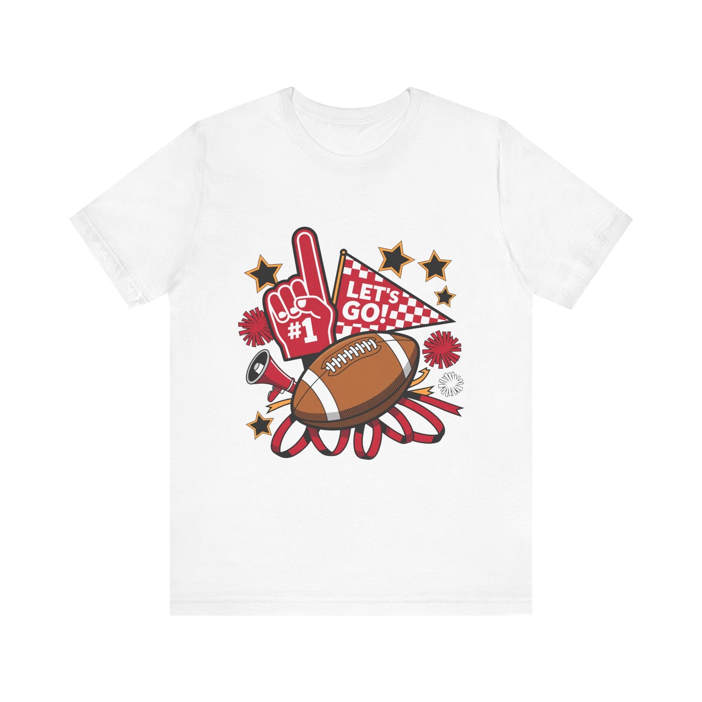 Game Day Football Shirt | Bella Canvas Black Tee | Cheer Spirit Shirt | Let’s Go Football Fan T-Shirt | Sports Mom Tee | Tailgate Outfit