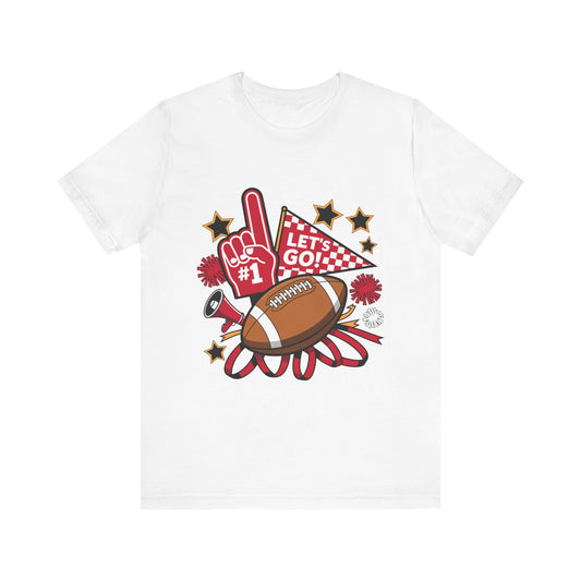 Game Day Football Shirt | Bella Canvas Black Tee | Cheer Spirit Shirt | Let’s Go Football Fan T-Shirt | Sports Mom Tee | Tailgate Outfit