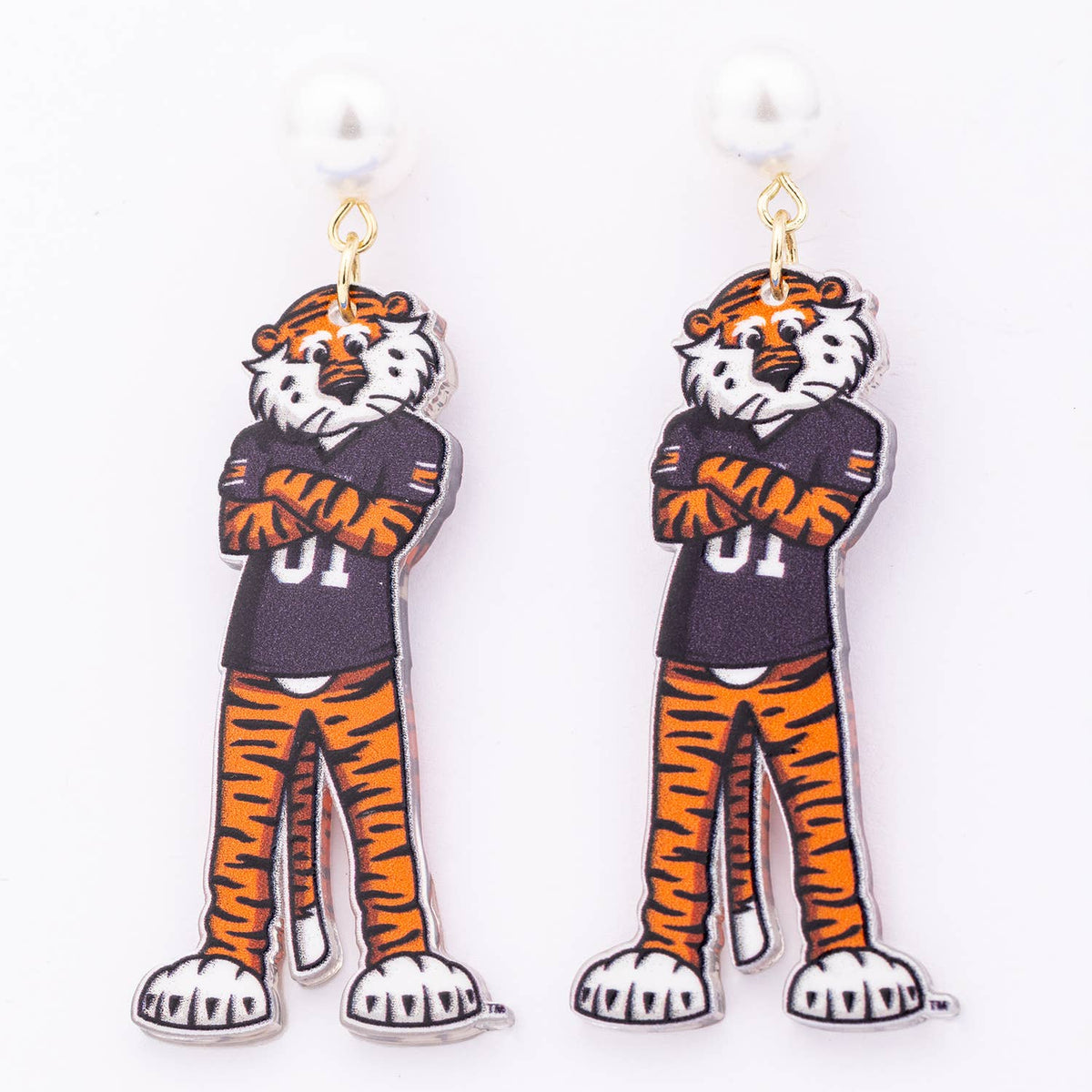 Earrings  Aubie the Tiger Pearl Drop
