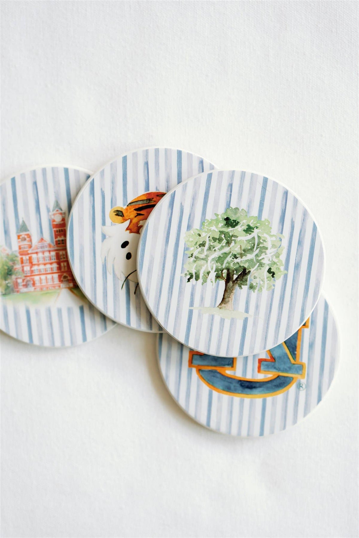 Ceramic Auburn Striped Coasters by Gracefully Made Art