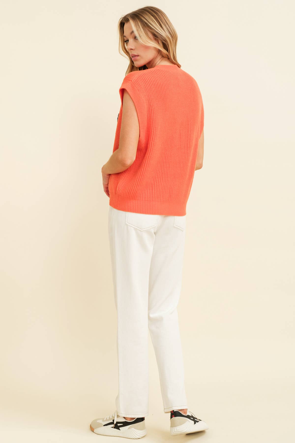 TIGERS" EMBROIDERED SLEEVELESS SWEATER TOP