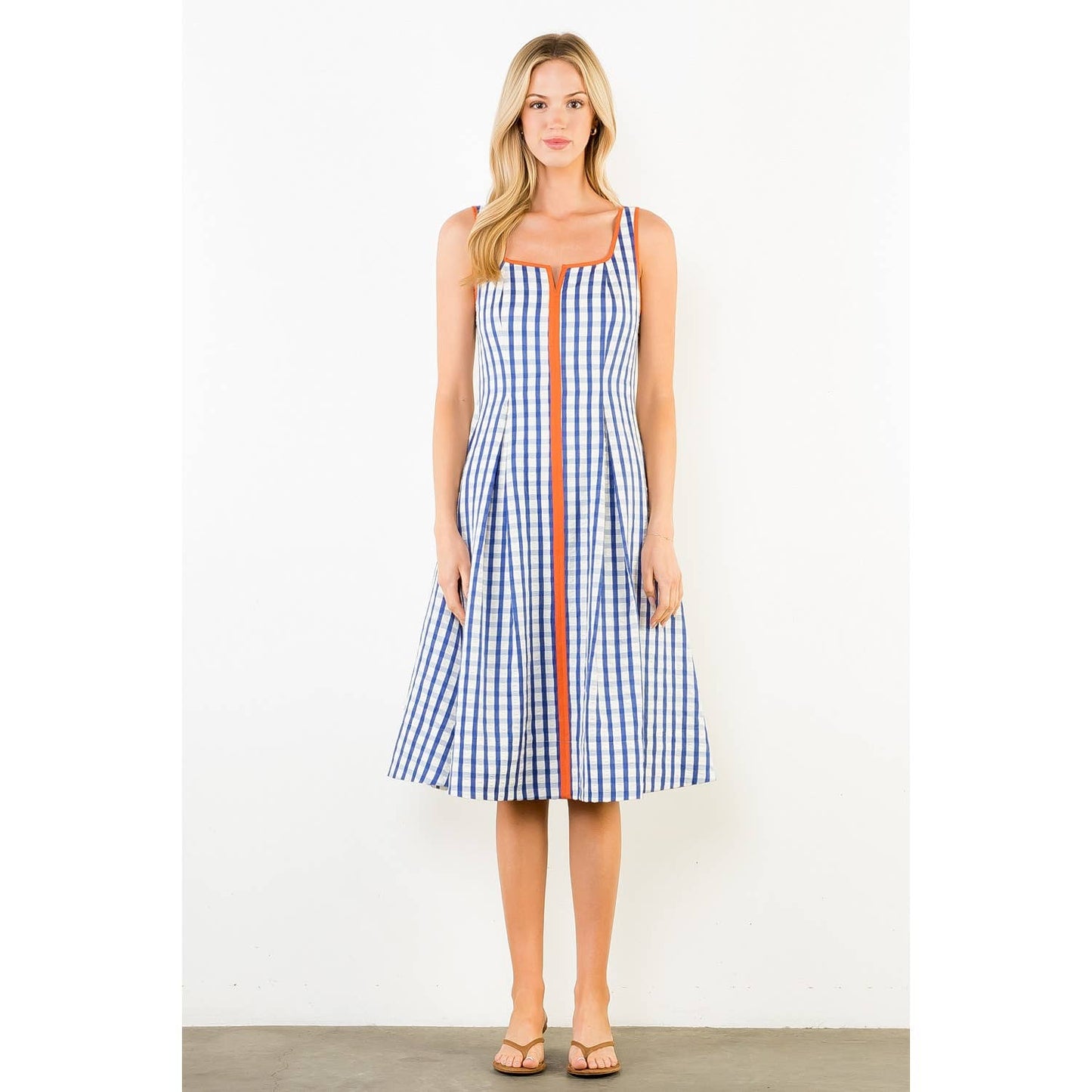Thin Strap Gingham Pattern Dress