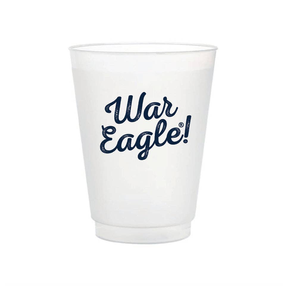 Auburn Frosted Cups (Set of 8) – 16oz Reusable Auburn Tailgate Cups | Auburn Party Cups | War Eagle Entertaining