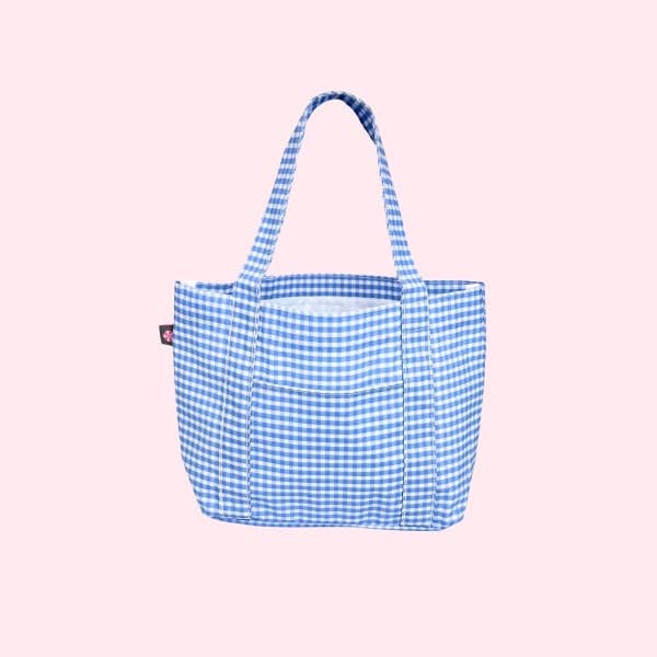 Wipeable Baby Blue Gingham Mini Mama Tote | Mint