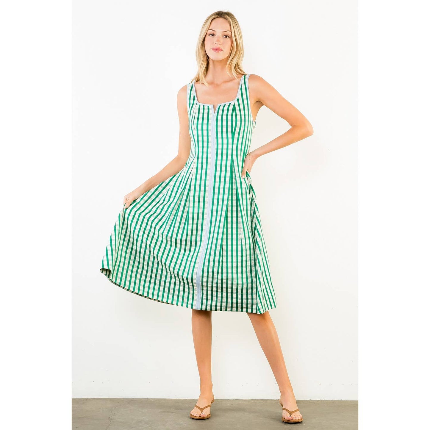 Thin Strap Gingham Pattern Dress