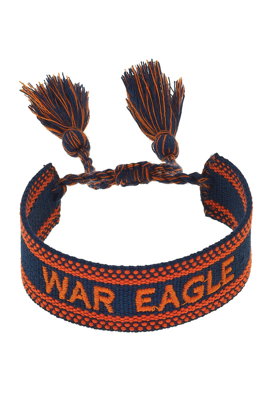 Auburn Tigers Woven Tassel Bracelet in Orange