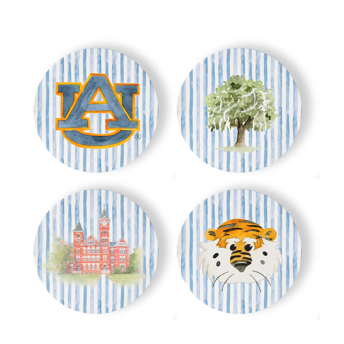 Ceramic Auburn Striped Coasters by Gracefully Made Art