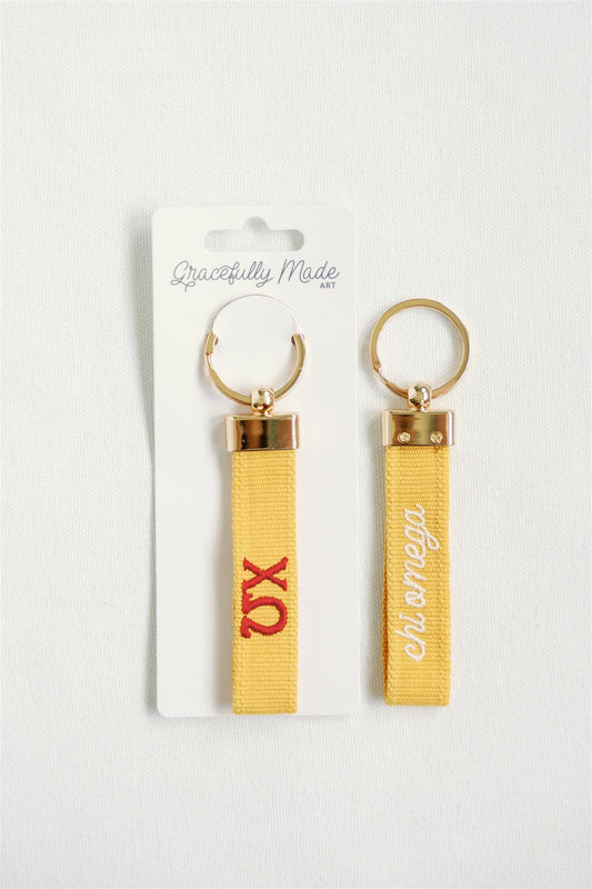 Chi Omega Embroidered Keychain, Sorority