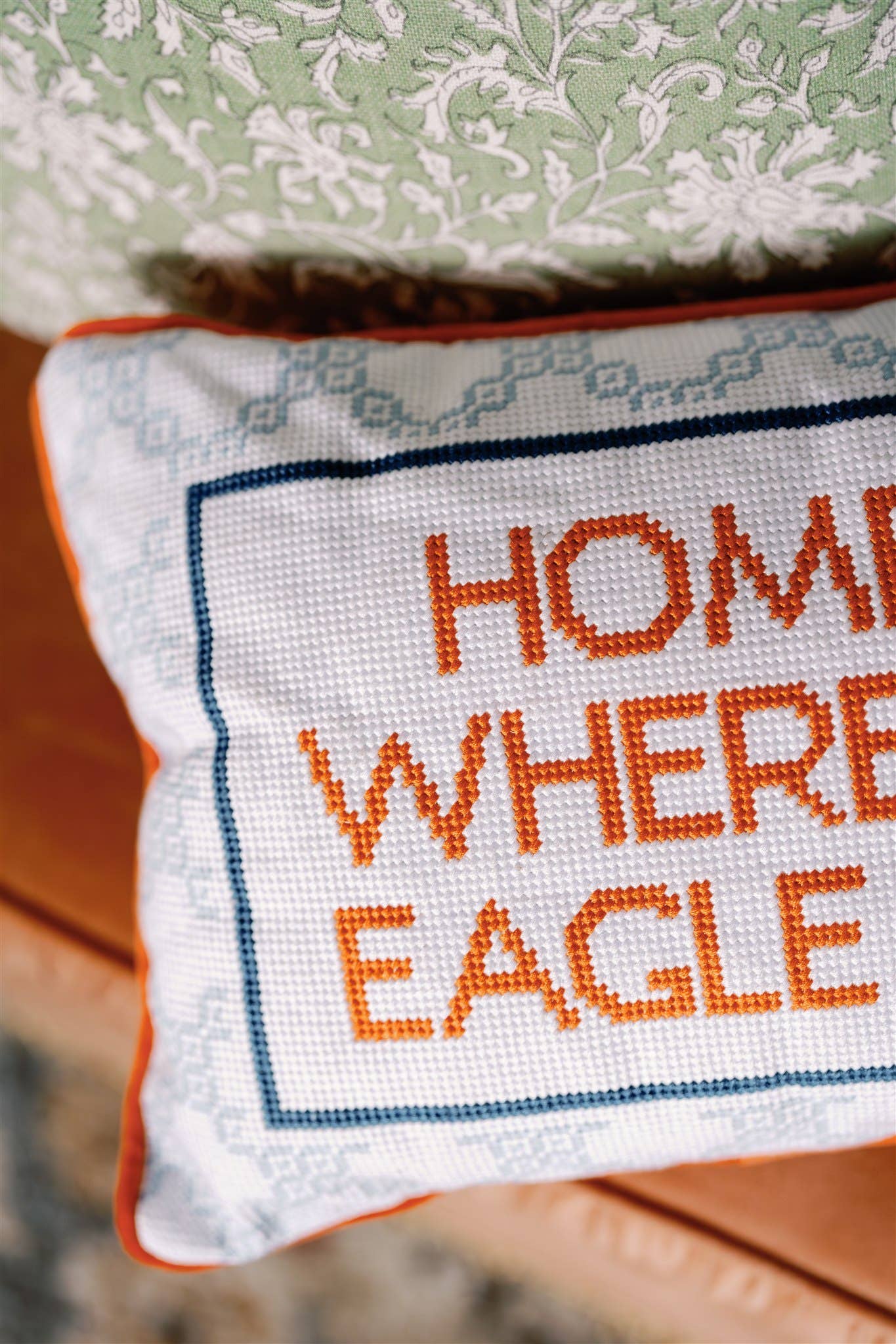 Gracefully Made Art Home Is Where the Eagle Flies Needlepoint Pillow | Auburn University Licensed