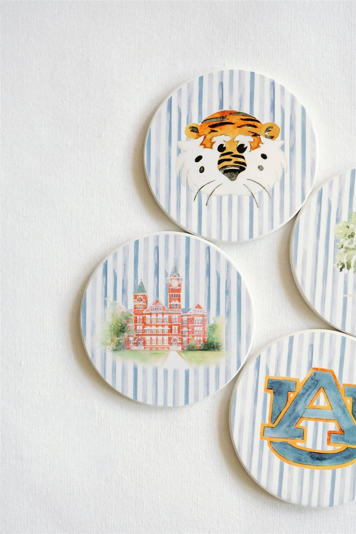 Ceramic Auburn Striped Coasters by Gracefully Made Art