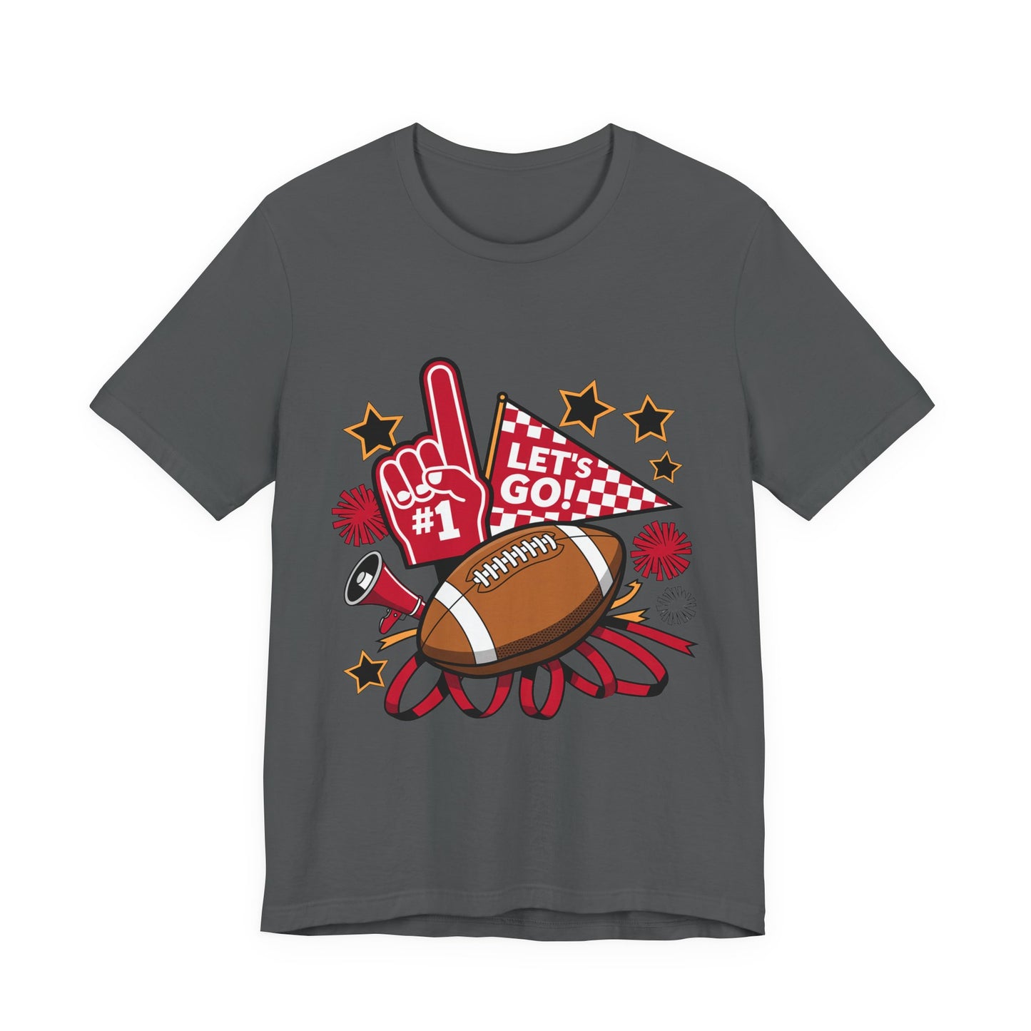 Game Day Football Shirt | Bella Canvas Black Tee | Cheer Spirit Shirt | Let’s Go Football Fan T-Shirt | Sports Mom Tee | Tailgate Outfit