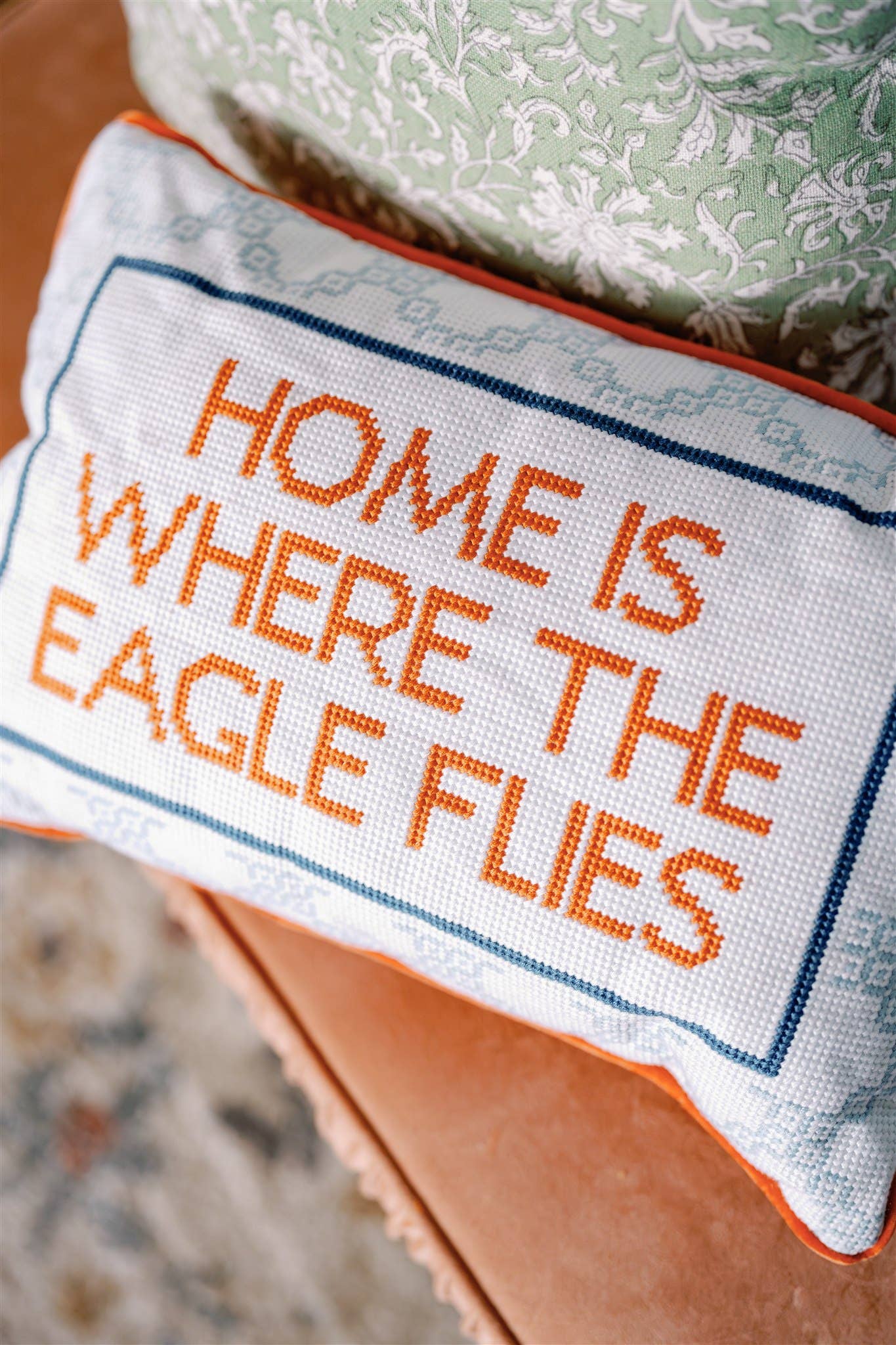 Gracefully Made Art Home Is Where the Eagle Flies Needlepoint Pillow | Auburn University Licensed