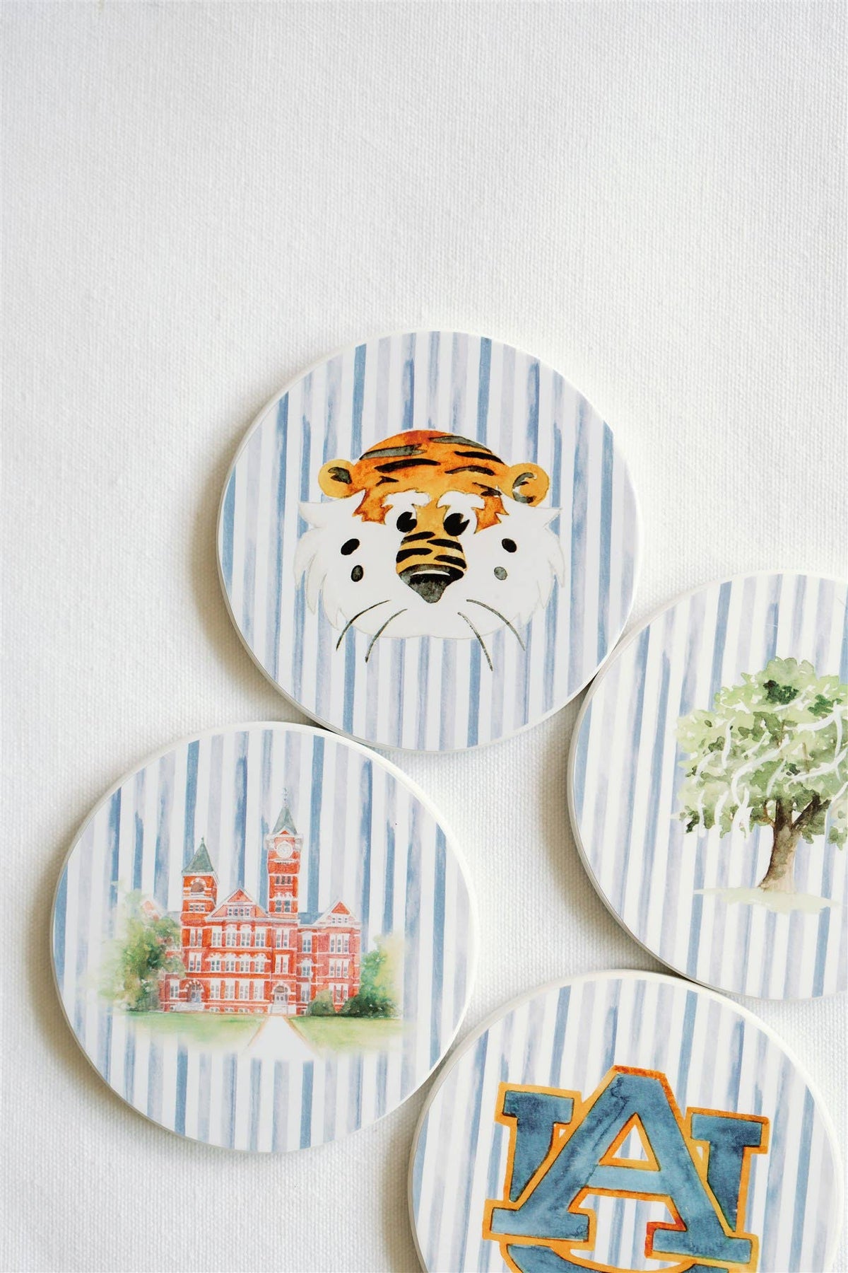 Ceramic Auburn Striped Coasters by Gracefully Made Art