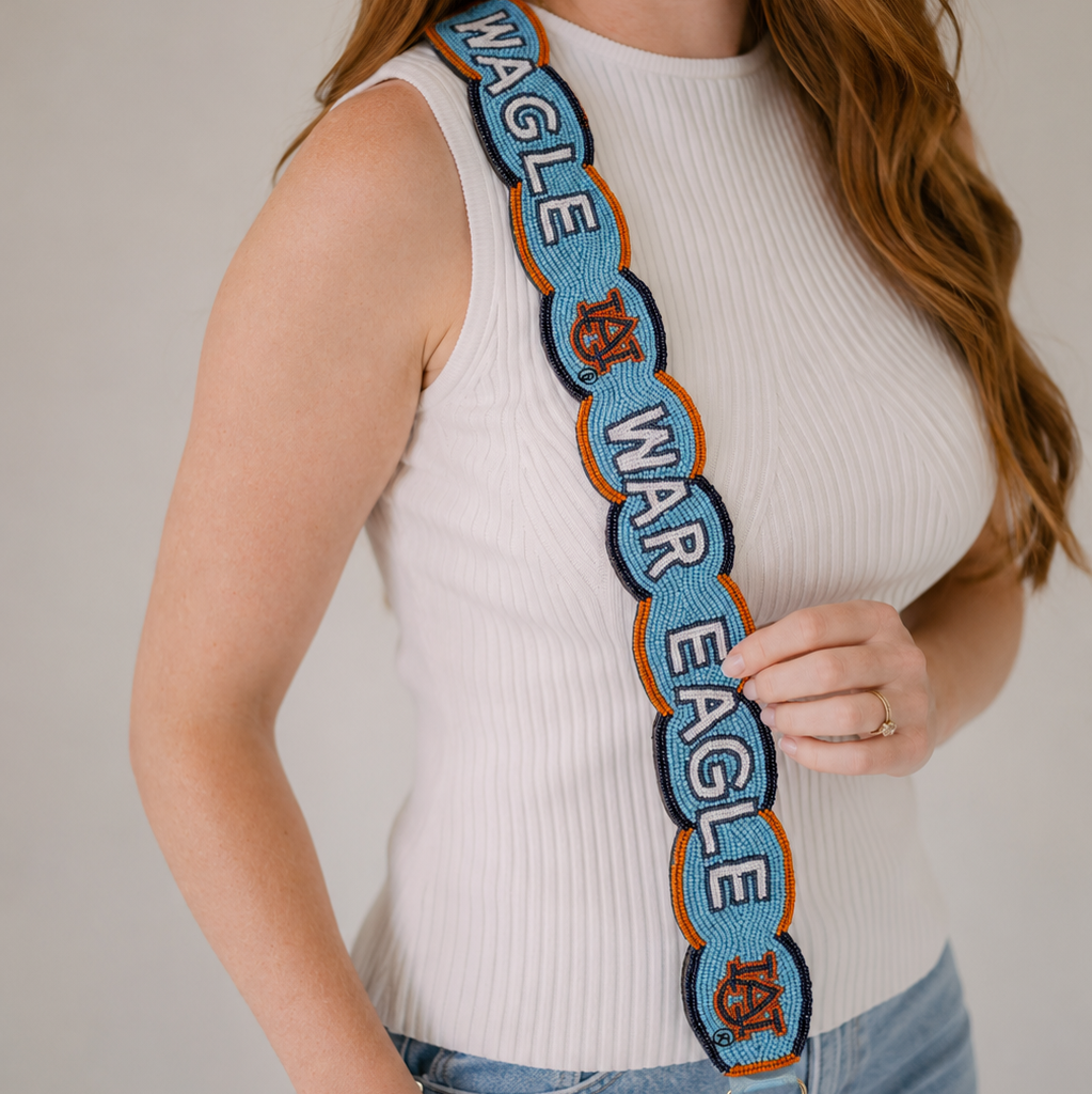 Auburn Fully Beaded Scalloped Purse Strap