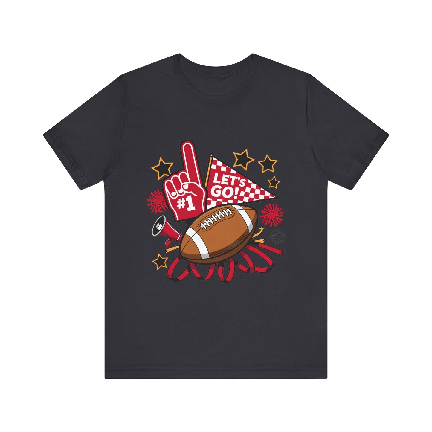 Game Day Football Shirt | Bella Canvas Black Tee | Cheer Spirit Shirt | Let’s Go Football Fan T-Shirt | Sports Mom Tee | Tailgate Outfit