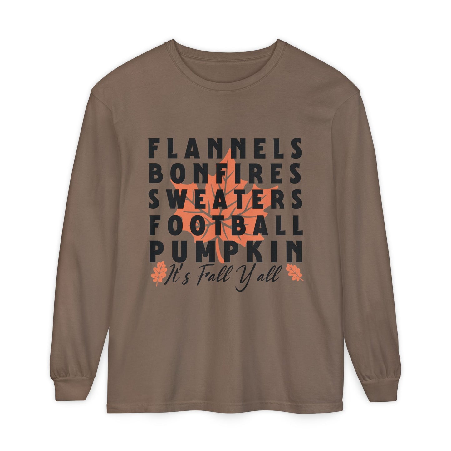 Fall Themed Long Sleeve T-Shirt, Cozy Autumn Shirt, Flannels Bonfires Sweatshirts, Halloween Apparel, Unisex Seasonal Wear