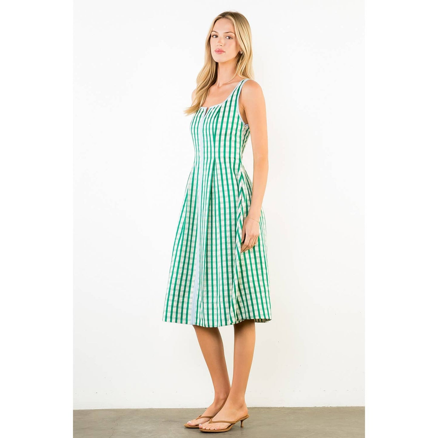 Thin Strap Gingham Pattern Dress