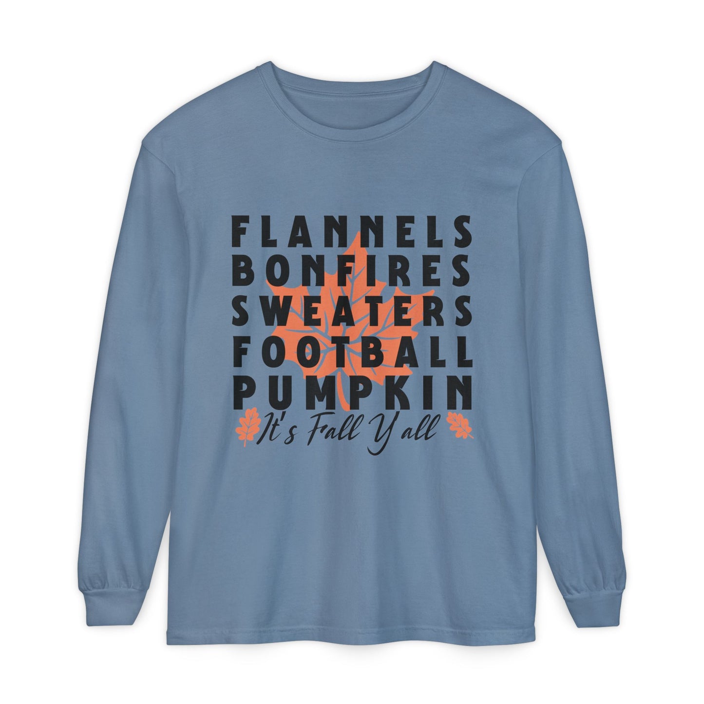 Fall Themed Long Sleeve T-Shirt, Cozy Autumn Shirt, Flannels Bonfires Sweatshirts, Halloween Apparel, Unisex Seasonal Wear