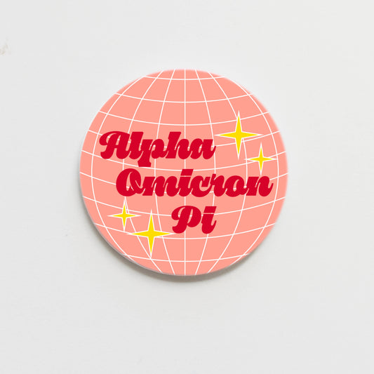 Alpha Omicron Pi Greek Disco Button 3.00 inch