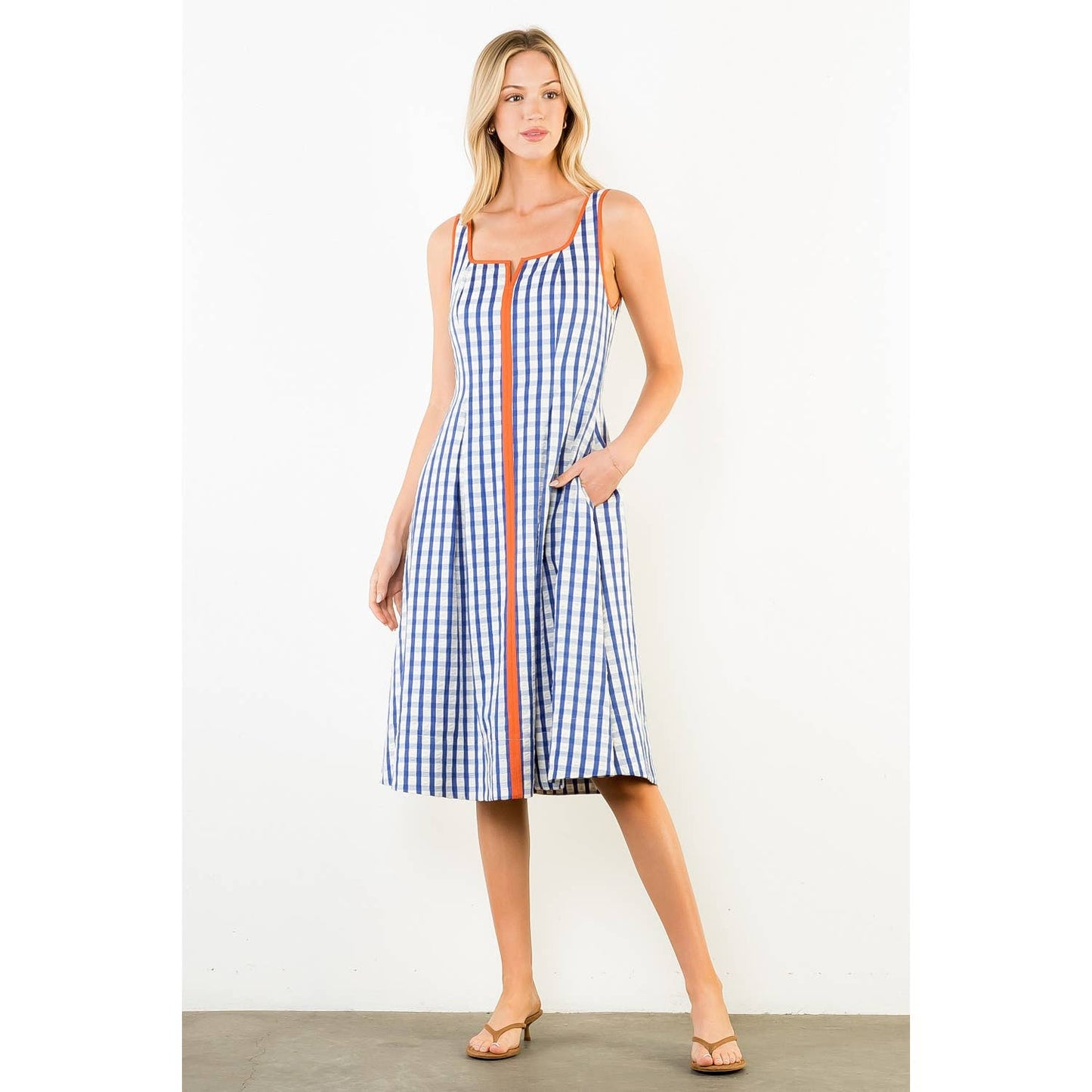 Thin Strap Gingham Pattern Dress