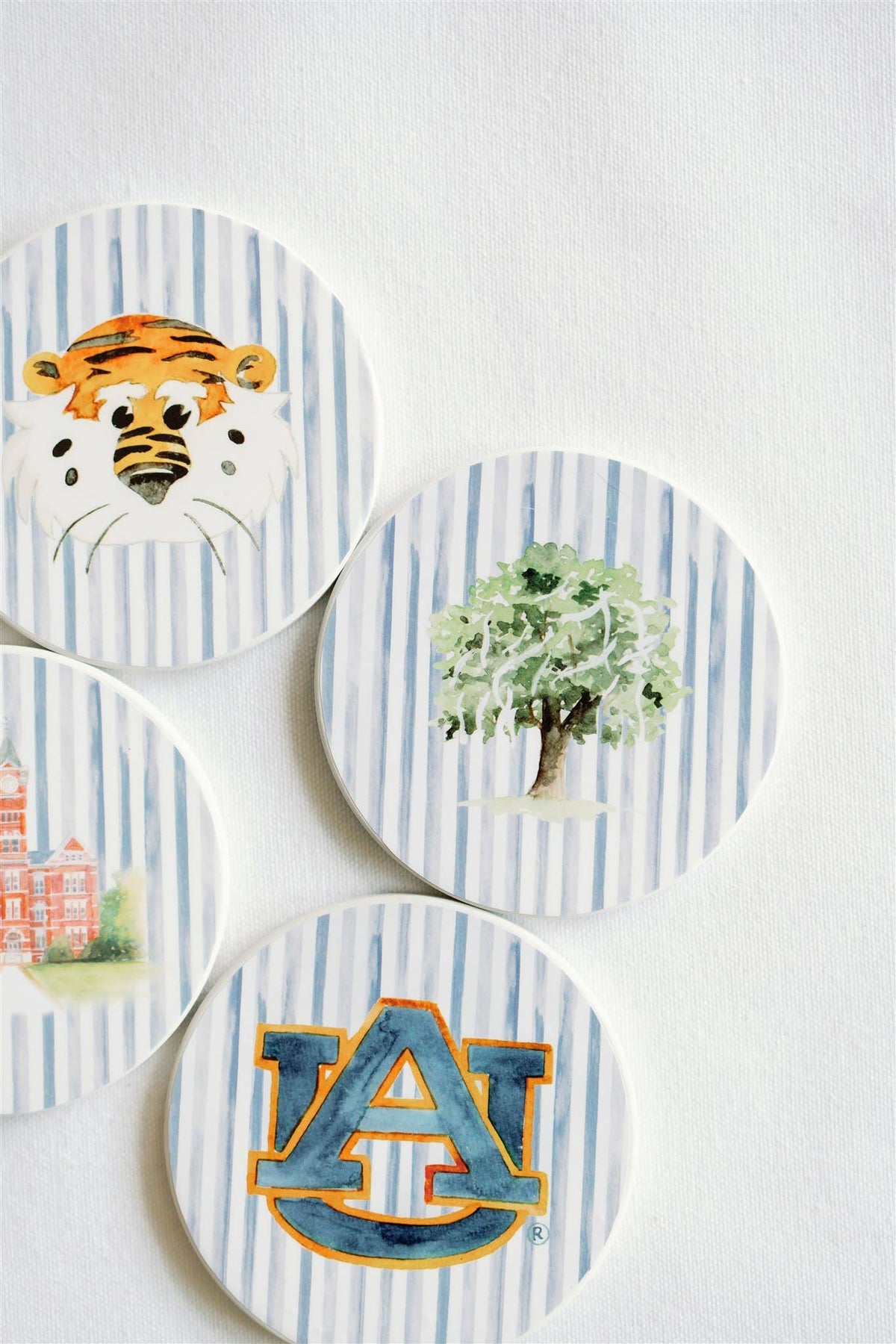 Ceramic Auburn Striped Coasters by Gracefully Made Art