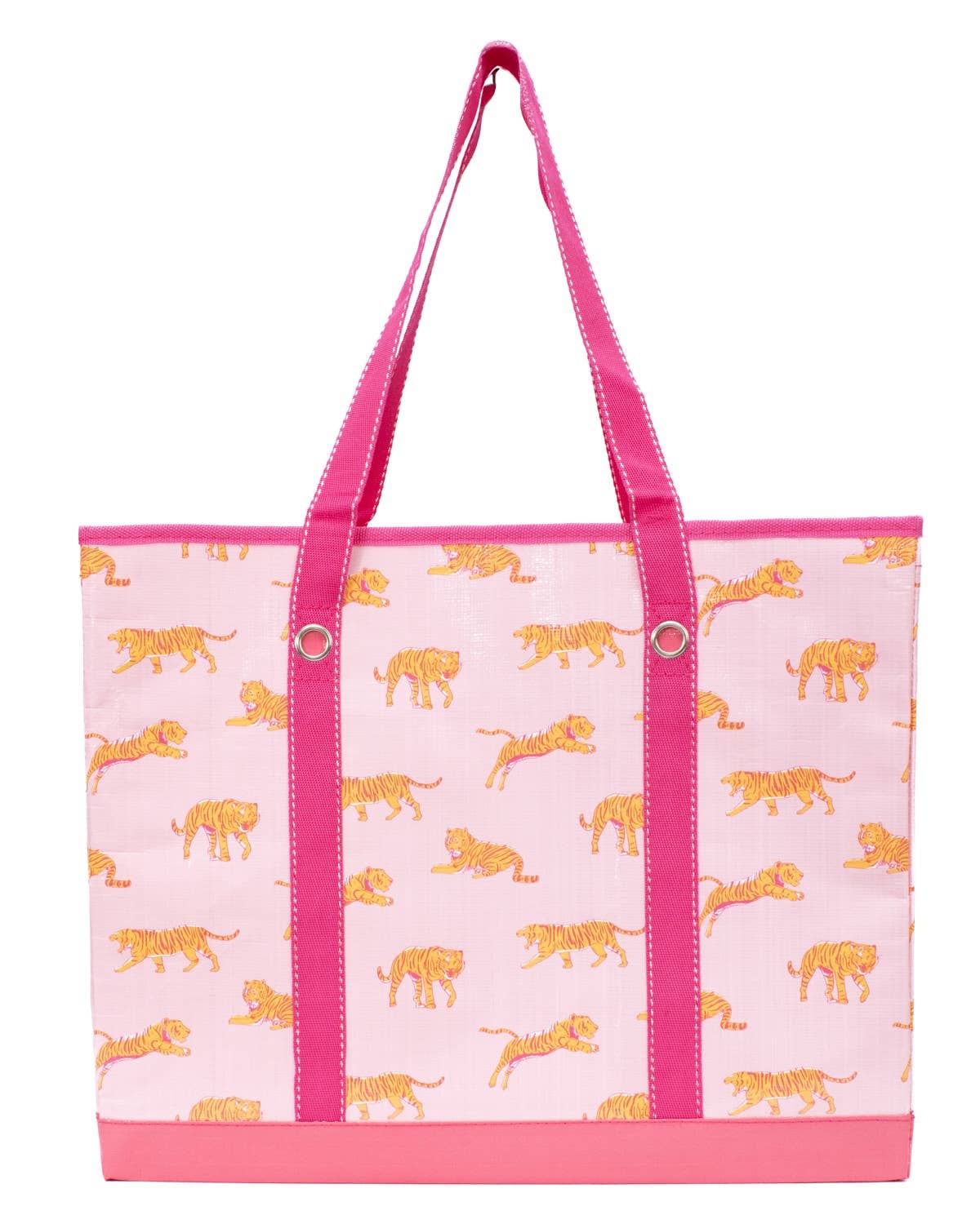 Tiger Walk Market Tote – Light Pink & Orange