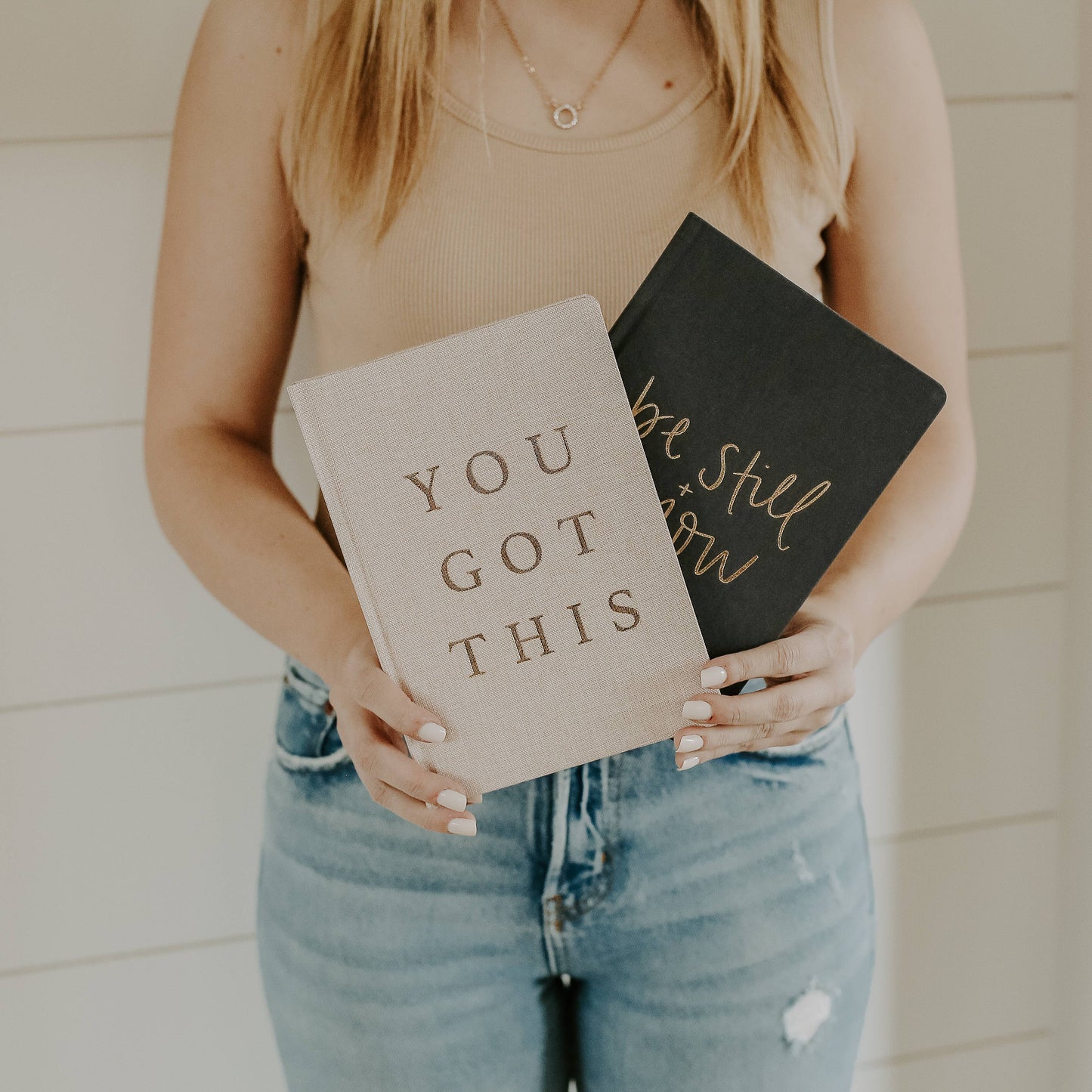 Be Still + Know Grey & Gold Fabric Journal  (Psalm 46:10)