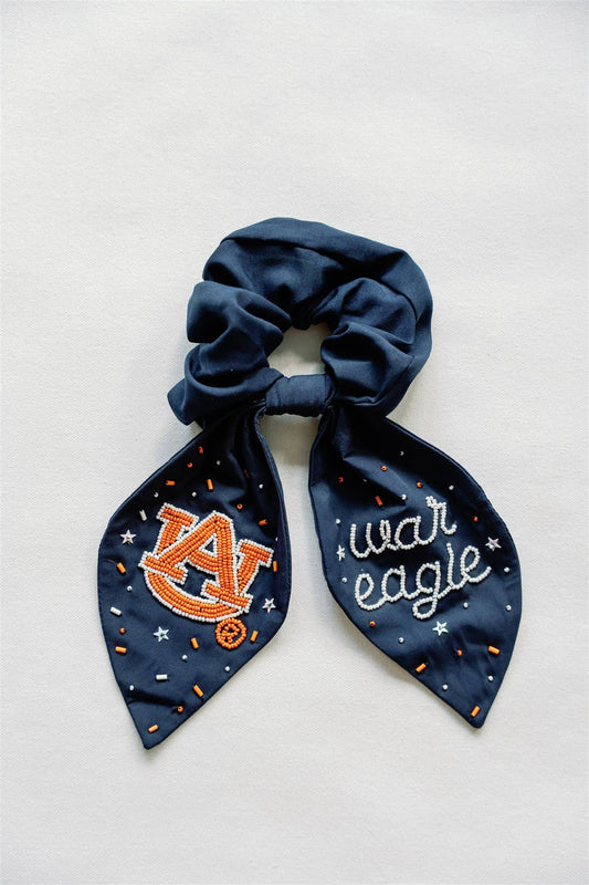 Auburn University Navy Beaded Scrunchie