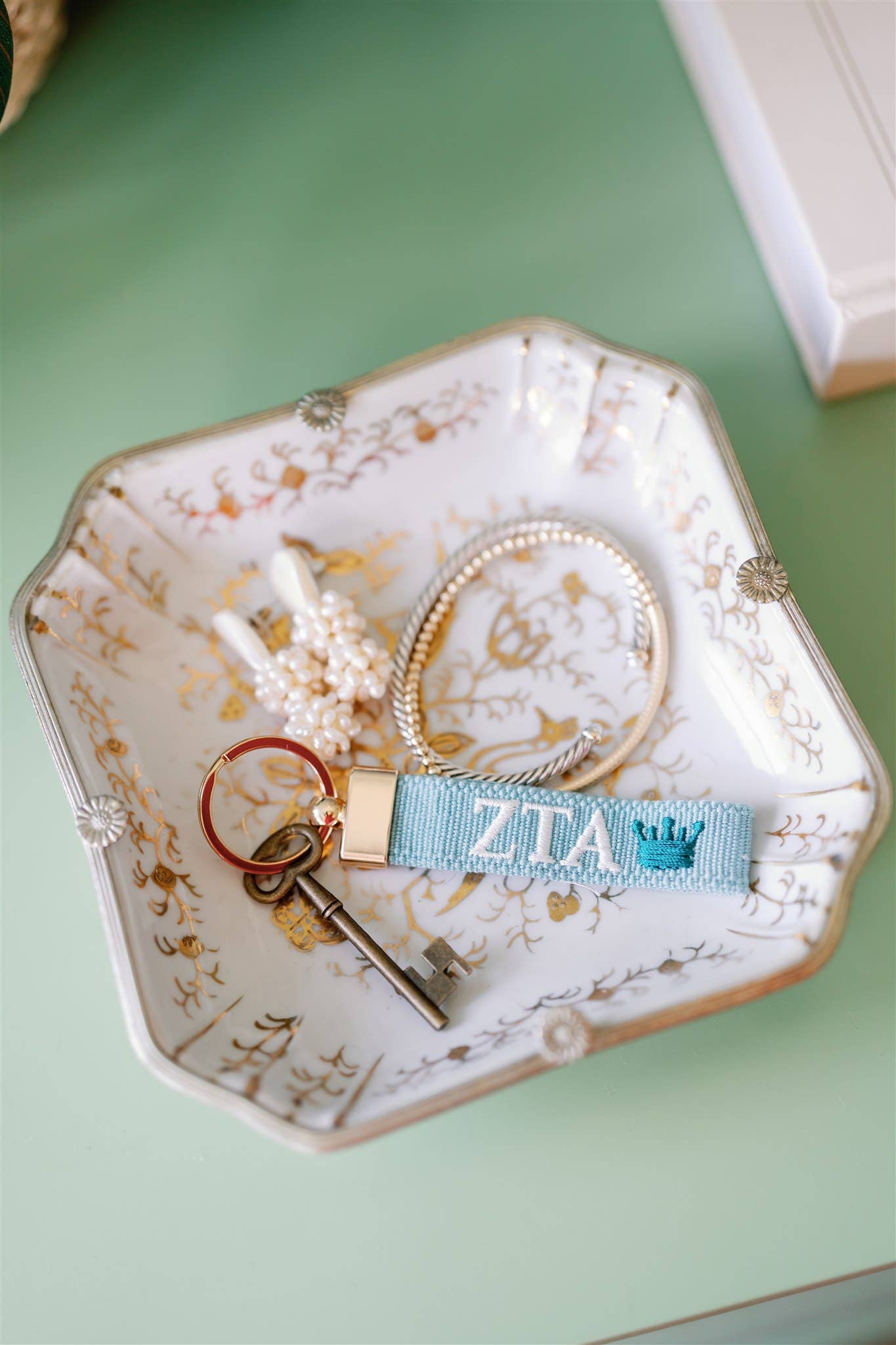 Zeta Tau Alpha Embroidered Keychain, Sorority