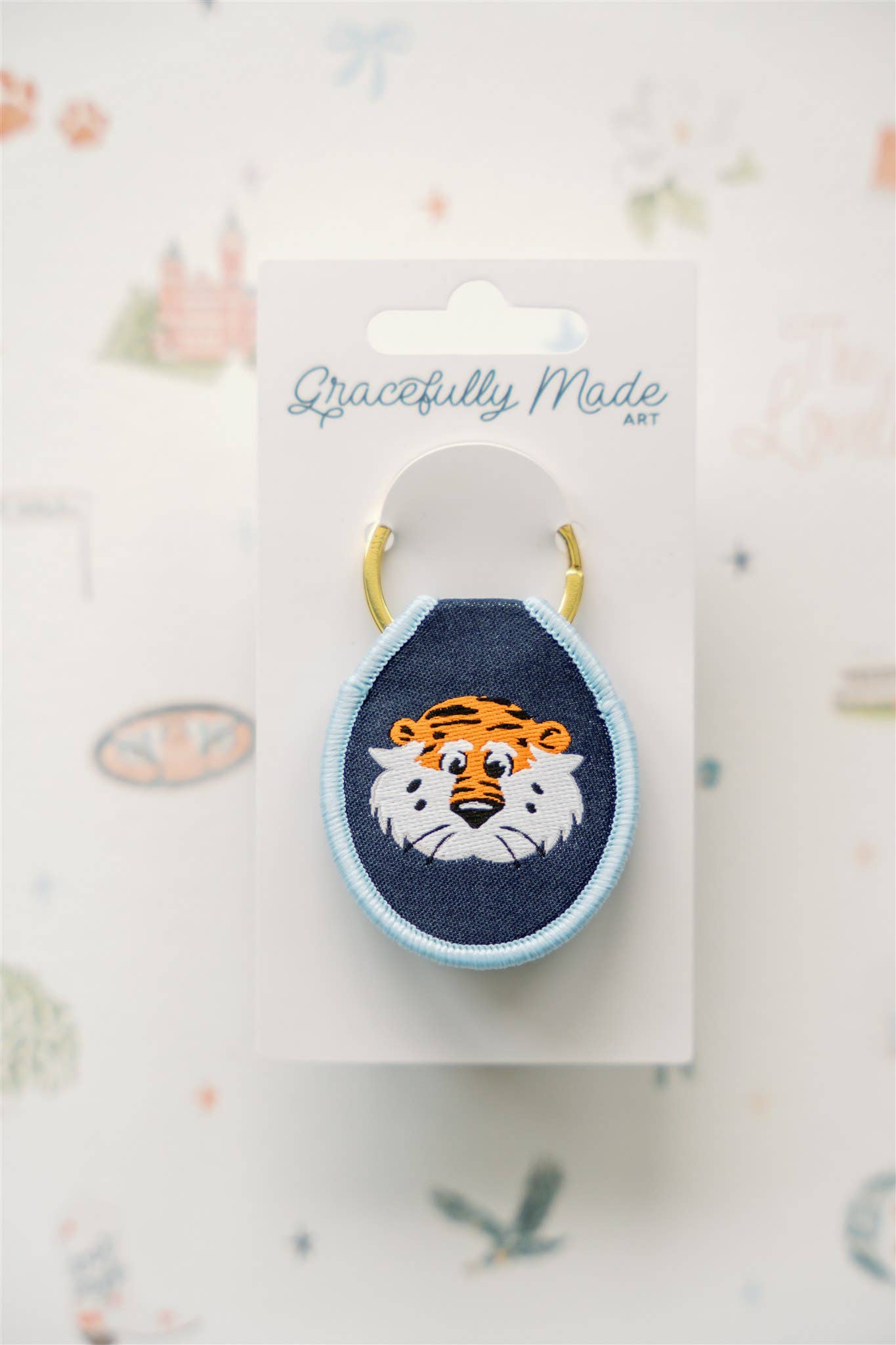 Gracefully Made Art Aubie Embroidered Keychain