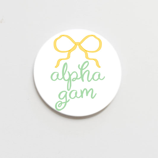 Alpha Gamma Delta Greek Bow Button - 2.25 inch