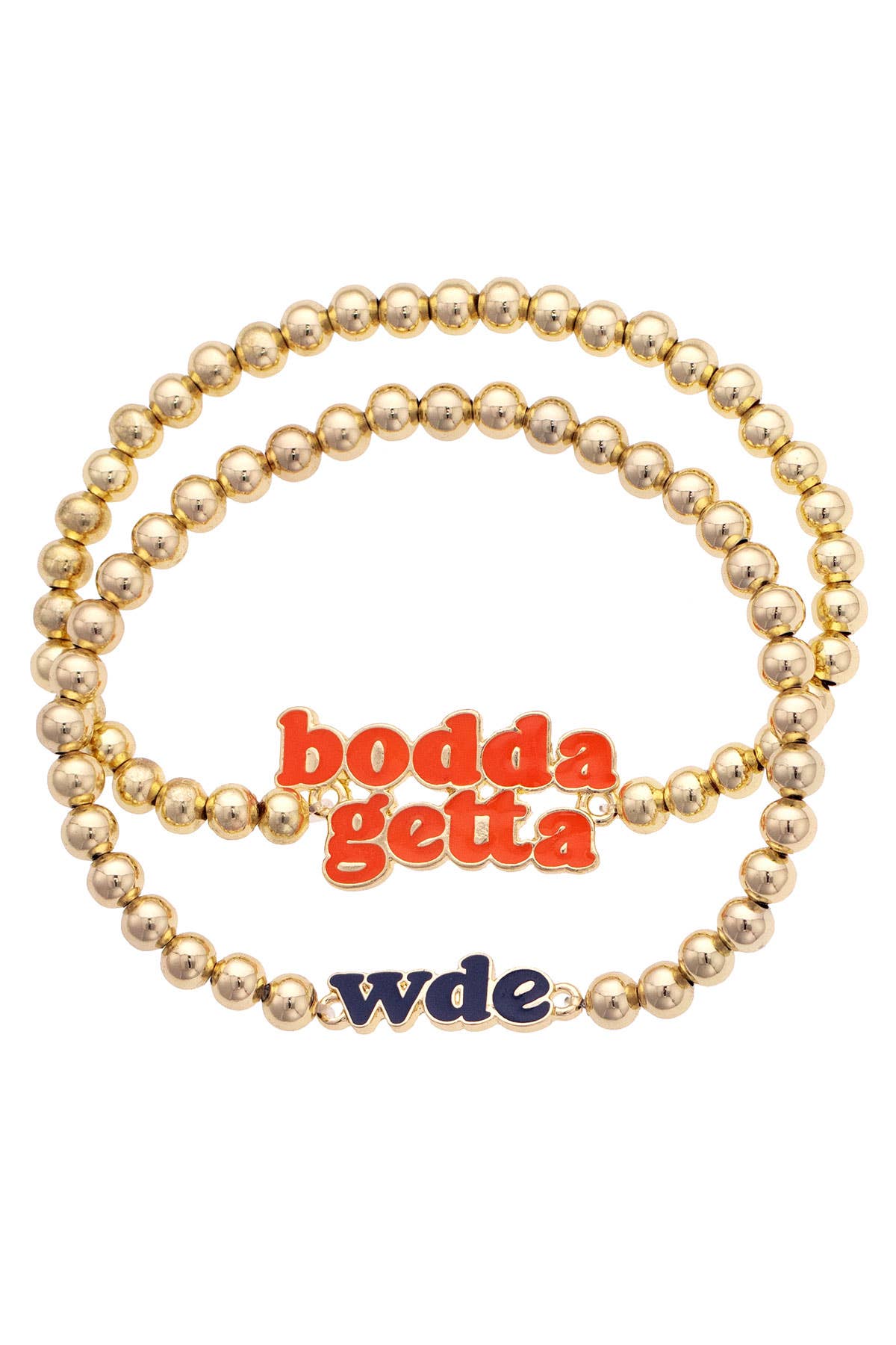 Auburn Tigers Slogan Ball Bead Bracelet Set of 2