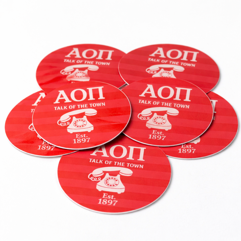 Alpha Omicron Pi Talk of the Town Sticker – Officially Licensed AOII Decal (3” Round)
