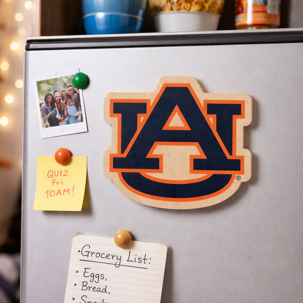 Auburn Logo Wood Magnet – Officially Licensed | Rustic Auburn Decor | 4.5" x 4"
