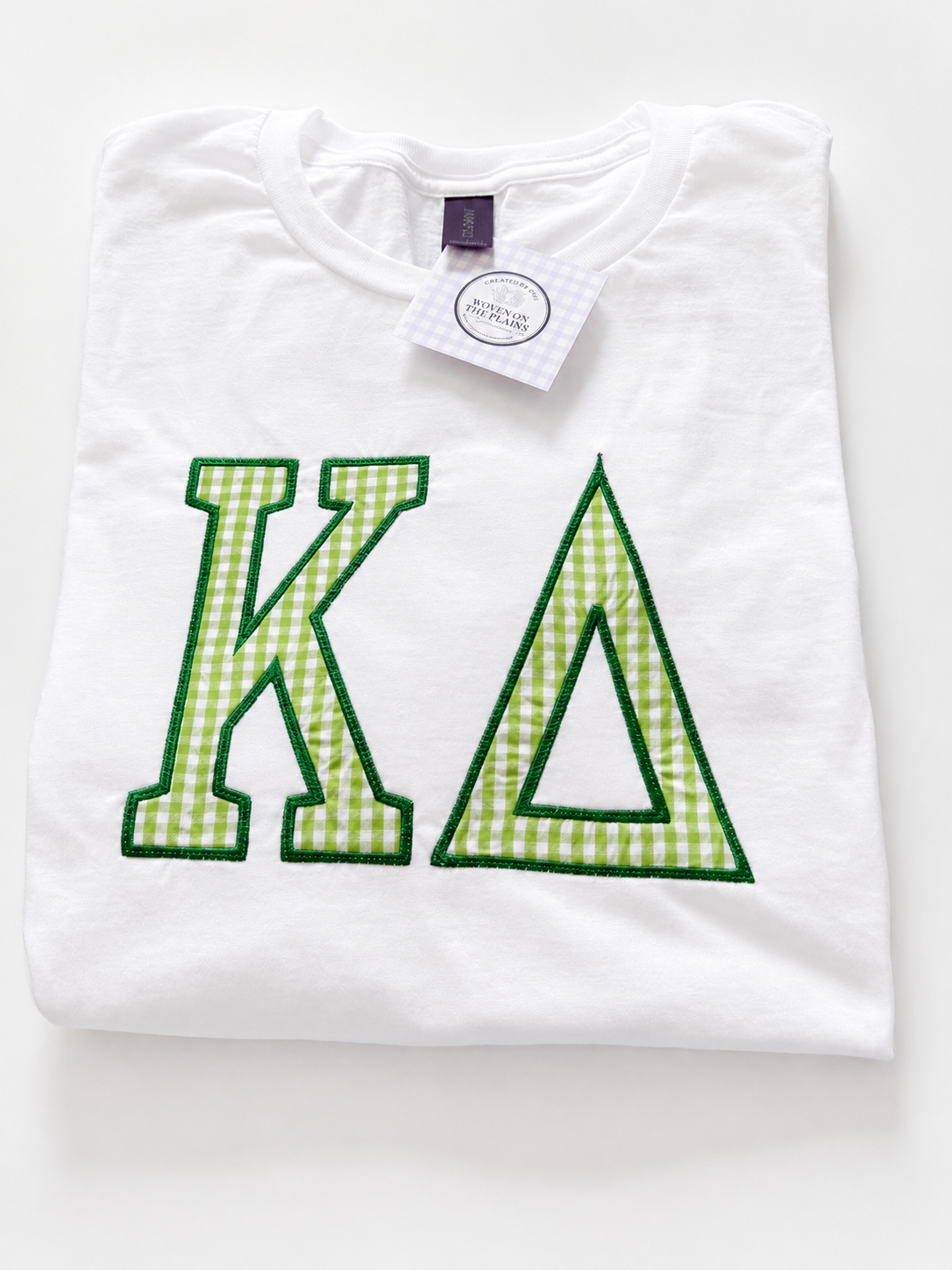 Officially Licensed Kappa Delta Green Gingham Appliqué T-Shirt